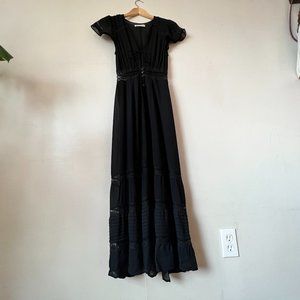 Black Reformation Dress - Floor Length, Lace, Buttons, never worn!